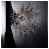 Large Sunburst Wall Mirror Metal Gold Painted