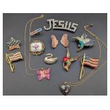 Vintage Costume Jewlery Lot, Brooches Pins