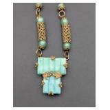 1930s Czechosolvakian Jade Glass Necklace
