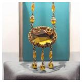 Elegant Antique Czech Glass Amber Necklace