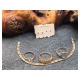 Three Sterling Silver Rings, Bracelet & Earrings