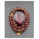 Vintage Signed Czechoslovakia Red Glass Dress