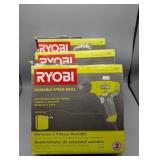 3 RYOBI VARIABLE SPEED DRILLS