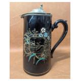 Jackfield Lidded Hand Painted Pitcher