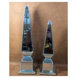 2 Decorative Mirrored Obelisks