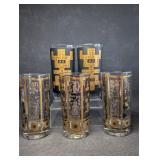 Culver Asian Print Silver and Gold Highball