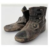 Antique Victorian Leather Button Baby Shoes Boots