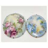 2 Hand Painted Victorian Porcelain Brooches Roses
