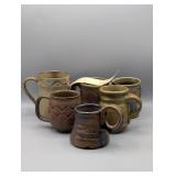 6 STUDIO ART POTTERY MUGS ALL SIGNED