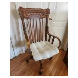 Vtg Rolling Wooden Office Chair