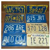 Vintage License Plates, Illinois, Michigan,