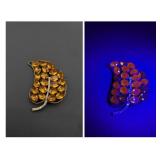 Exquisite Czech Glass Rhinestone Leaf Brooch