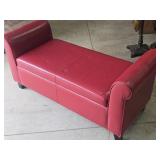 Distressed Red Leather End of Bed Storage Chest