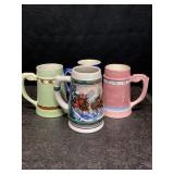 BUDWEISER HOLIDAY STEIN 1993 W/ 3 CERAMIC STEINS