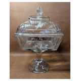 Vintage Etched Glass Compote Dish