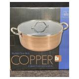 NIB COPPER 6 QUART COVERED CASSEROLE BY INSPIRED