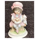 HAND PAINTED LEFTON CHINA PORCELAIN GIRL ON BENCH