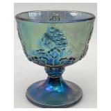 INDIANA GLASS BLUE CARNIVAL FOOTED SUGAR