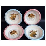 4 Pioneer Woman Bowls w/ Cow & Cowboy Motif