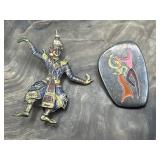 Enamel Israel & Siam Thailand Dancers Brooch Pins