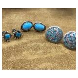 3 Pair Vintage Sterling Silver & Turquoise