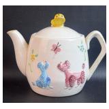 MCM Poodles w/ Butterfly Tea Pot Damaged & has