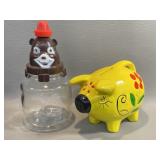 Vintage Piggy Bank & Bosco Bear Bank - Chocolate