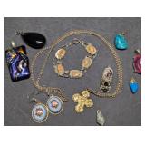 Dichroic Glass Large Pendant, Large Pink