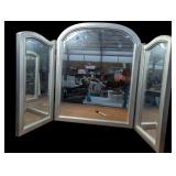 Silver Toned TrI Part Tabletop Vanity Beveled