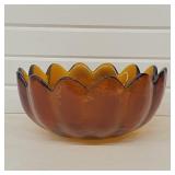 Vintage Amber 14 Petal Lotus Salad Bowl