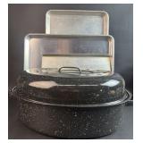 Commercial 1/2 Sheet Pans w/ enamel Roaster