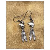 Sterling Native American Bear & Feather Earrings