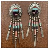 Signed Q.T. Native American Sterling Earrings