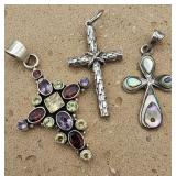 Sterling Crucifix Pendant Trio