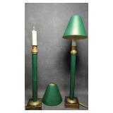 Regency Style Green Column Table Lamps W. Tole