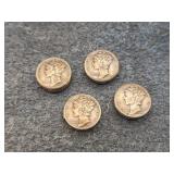 Silver Mercury Dime Button Covers