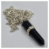 Black Onyx Pendant & Sterling Necklace