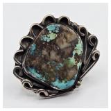 Signed Navajo Sterling & Turquoise Ring
