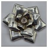 Signed Mexican Sterling Flower Brooch