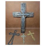 Cast Iron Wall Cross, Gold Tone Crucifixes+