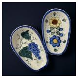 2 Signed Hand Painted Poland Pottery Spoon