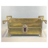 Antique Brass Handled Box / Planter ? W/ Red