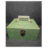 Mid Century Sewing Box  Lucite Handle W/ Contents