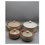 HAND CRAFTED POTTERY DRIP GLAZE CASSEROLES &