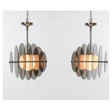 MCM Lucite Art Lamp Pair