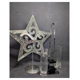 Mikasa Crystal Vase, Mosaic Decorative Mirrored