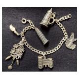European Silver Charm Bracelet Heavy Large 3D