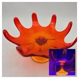 Viking Glass Persimmon Orange 8-Petal Bowl