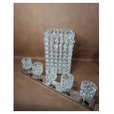 Elegant Crystal Adorned Waste Basket and Candle