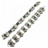 Mexican Sterling & Green Onyx Bracelet Pair
